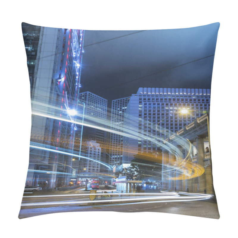 Personality  Traffic In Downtown Of Hong Kong City At Night Pillow Covers