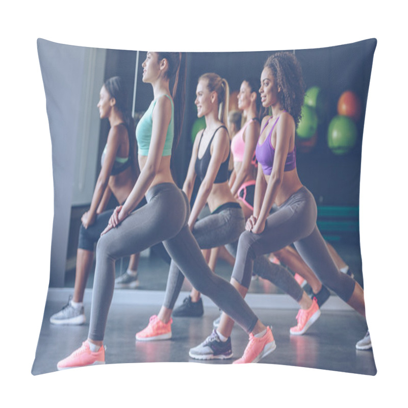 Personality  Women Exercising With Smile At Gym Pillow Covers