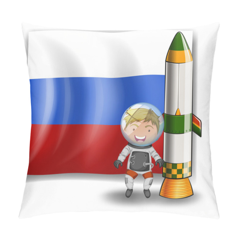 Personality  The Flag Of Russia At The Back Of An Explorer Beside The Rocket Pillow Covers