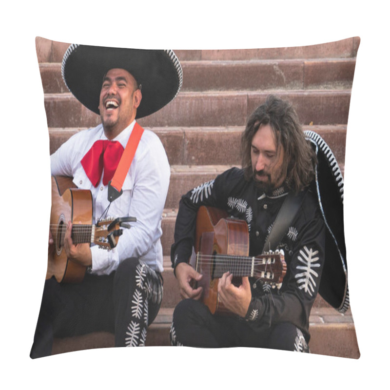 Personality  Mexican Musician Mariachi Band On A City Street. Pillow Covers