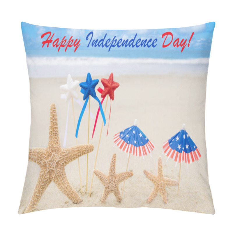 Personality  Happy Independence Day USA Background With  Stars And Starfishes Pillow Covers