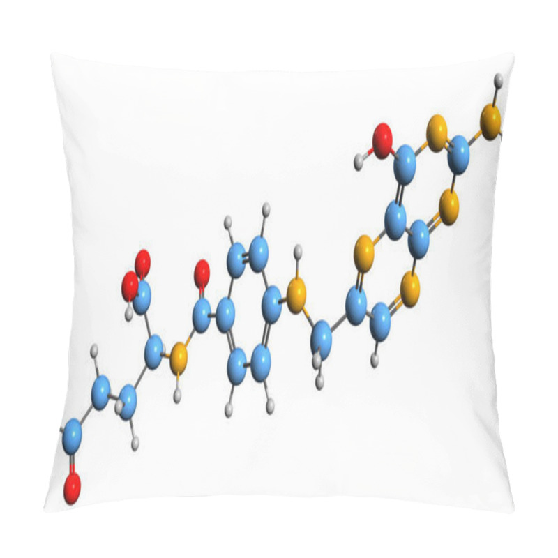 Personality   3D Image Of Folate Skeletal Formula - Molecular Chemical Structure Of Vitamin B9 Isolated On White Background Pillow Covers