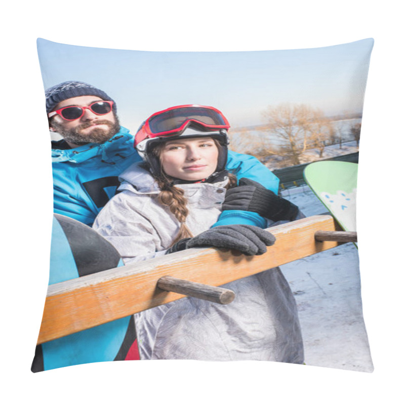 Personality  Couple Of Snowboarders Embracing Pillow Covers