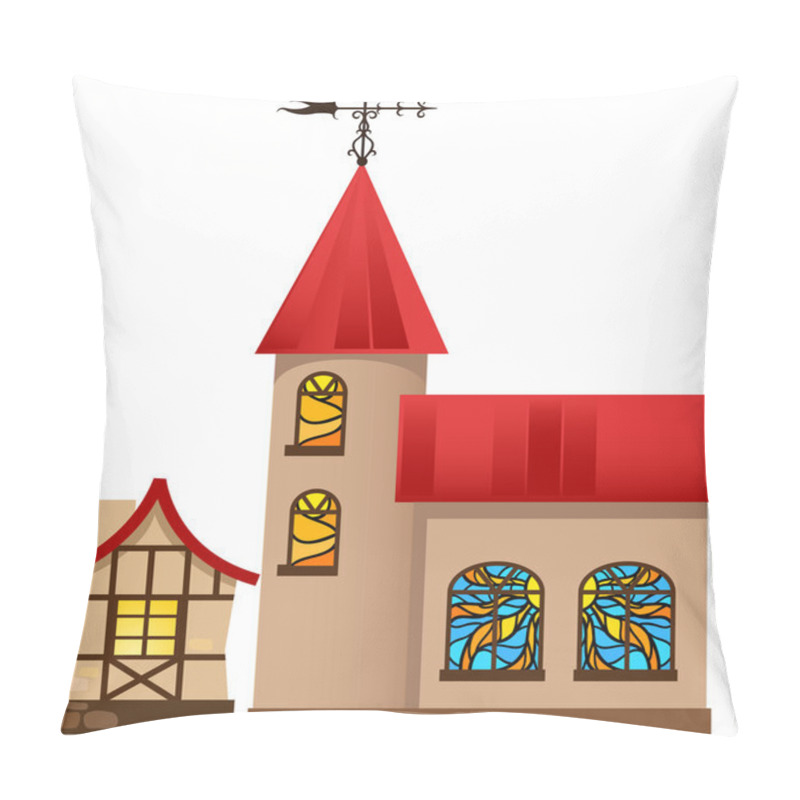 Personality  Medieval House And Church Pillow Covers