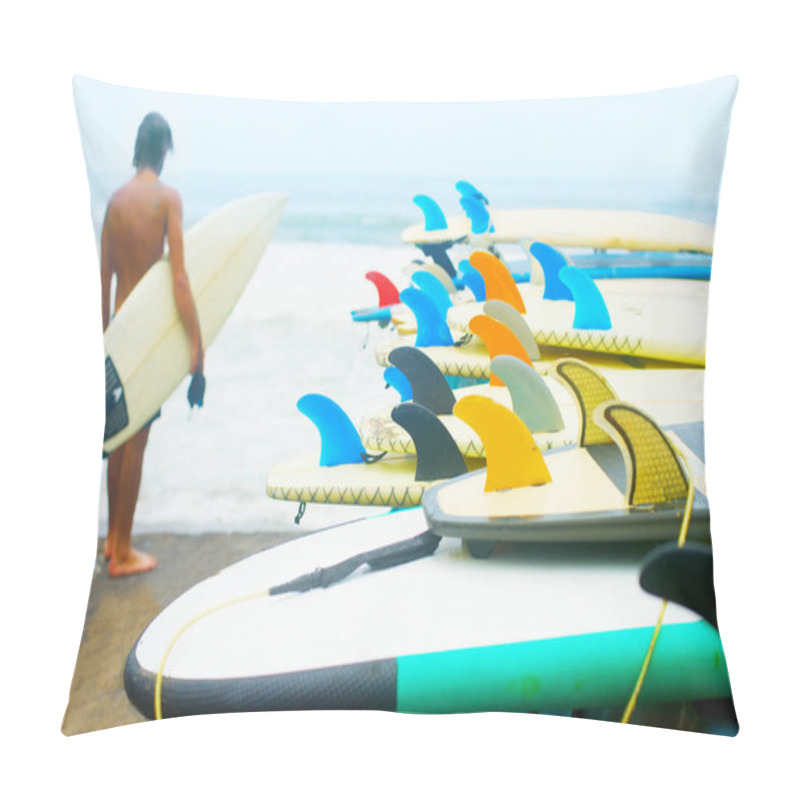 Personality  Surfboards And Funboards On Beach Pillow Covers