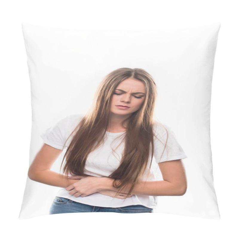 Personality  Woman Having Stomach Pain Pillow Covers