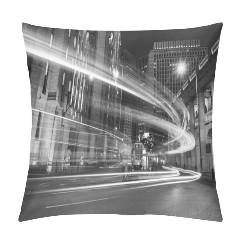 Personality  Traffic In Downtown Of Hong Kong City At Night Pillow Covers