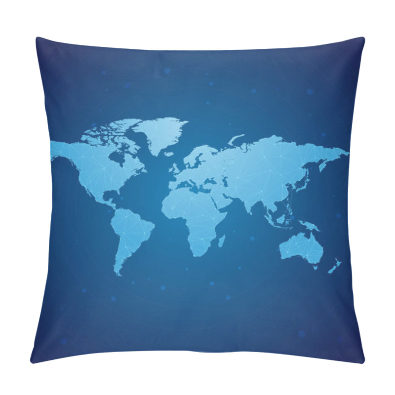 Personality  Worldwide Connection Blue Background Illustration Vector Pillow Covers