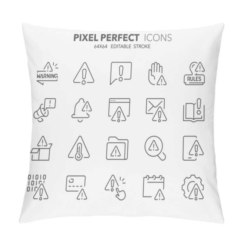 Personality  Line Icons About Warning And Exclamations Marks. Outline Symbol Collection. Editable Vector Stroke. 64x64 Pixel Perfect. Pillow Covers