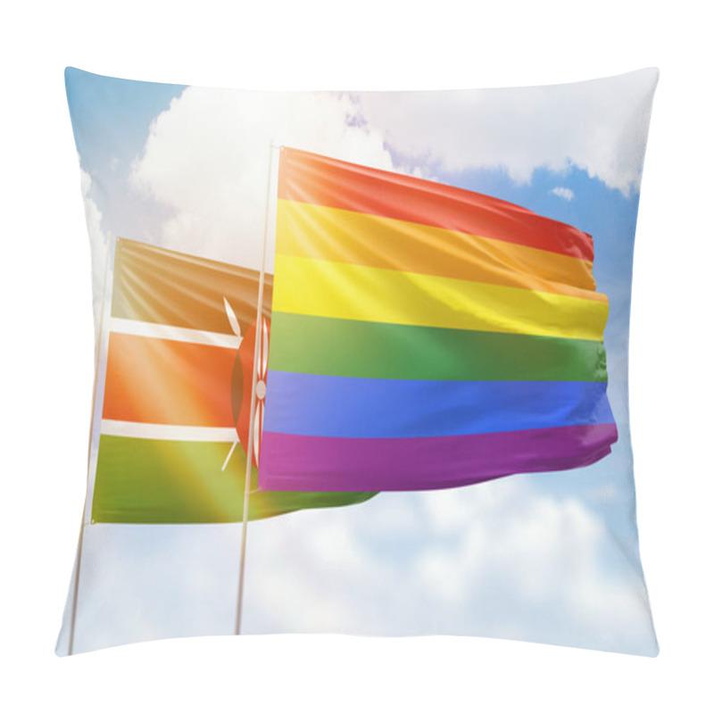 Personality  Sunny Blue Sky And Flags Of Lgbt And Kenya Pillow Covers