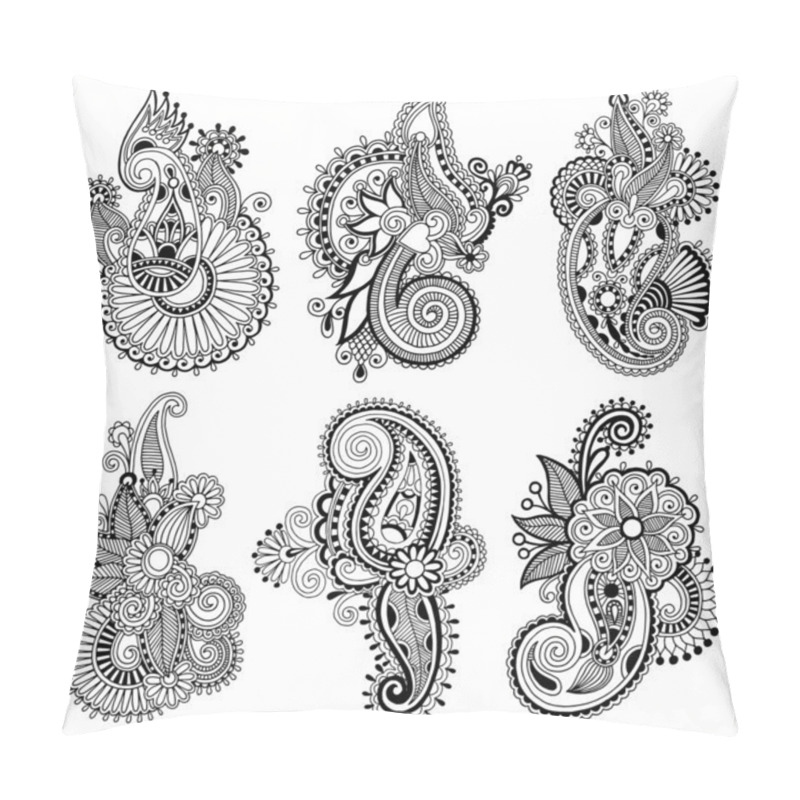 Personality  Black Line Art Ornate Flower Design Collection Pillow Covers