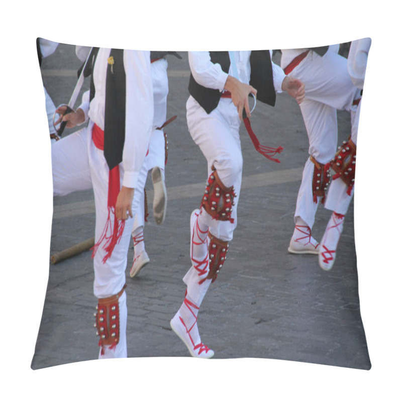 Personality  Traditional Basque Dance In A Folk Festival Pillow Covers