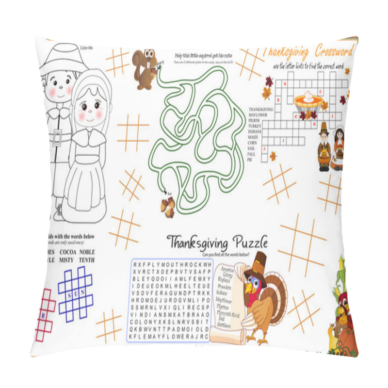 Personality  Placemat Thanksgiving Printable Activity Sheet 7 Pillow Covers