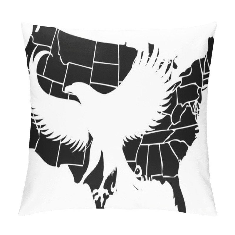 Personality  American Map And Eagle Eps8 Vector Art Pillow Covers