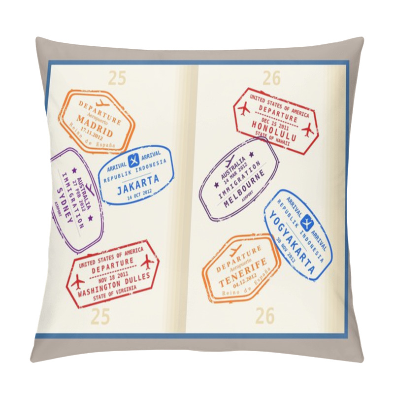 Personality  Passport Stamps Pillow Covers