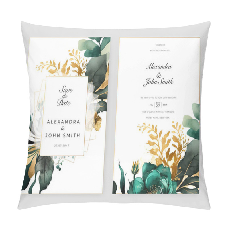 Personality  Green Orchid Flower Floral Vector Hand Drawn Floral Wedding Invitation Template Watercolor Pillow Covers