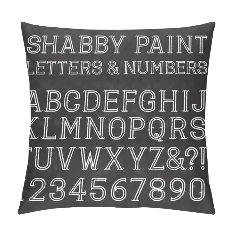 Personality  White Capital Letters And Numbers Of Shabby Paint On A Black Marble Surface. Pillow Covers