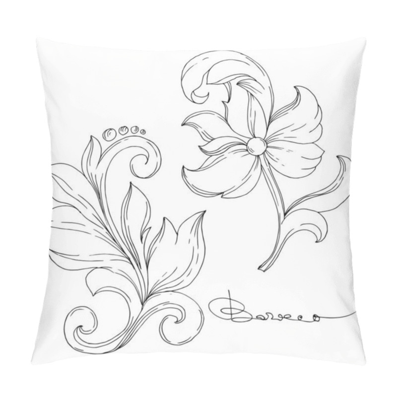 Personality  Vector Golden Monogram Floral Ornament. Isolated Ornament Illustration Element. Black And White Engraved Ink Art. Pillow Covers