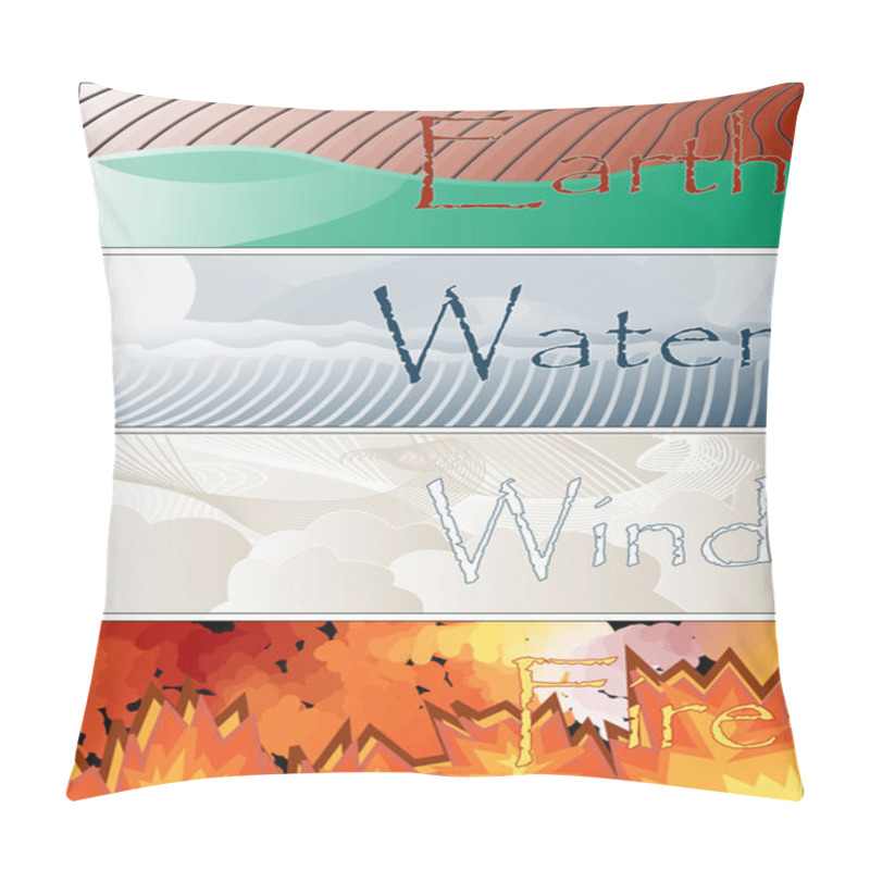 Personality  Four Elements Fire Earth Wind Water Banners Pillow Covers