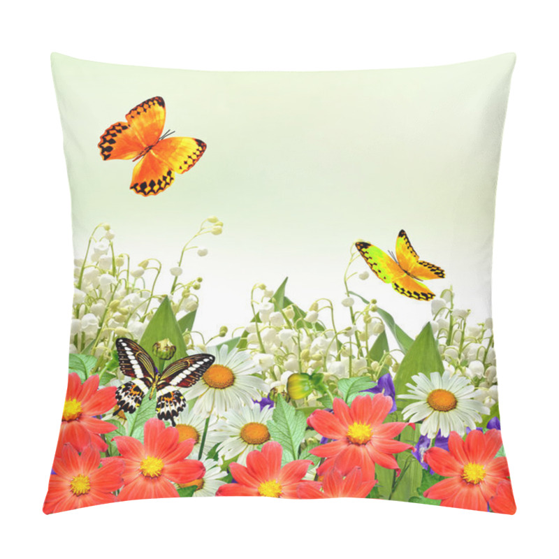 Personality  Summer Landscape With Wildflowers. Pillow Covers