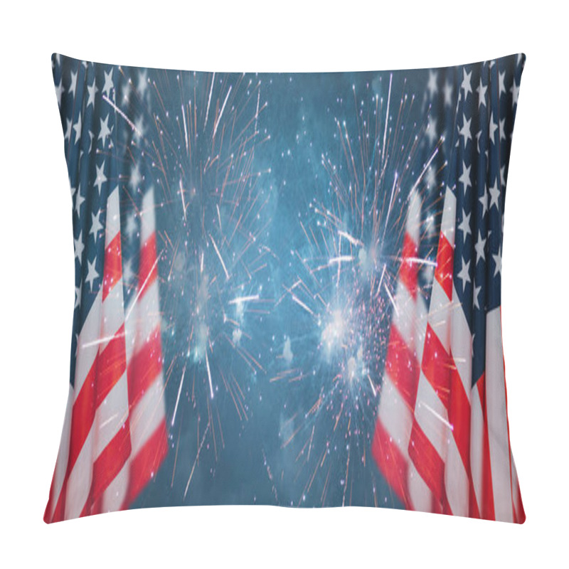 Personality  Celebration Background For American Holidays. American Flag And Fireworks.   Pillow Covers