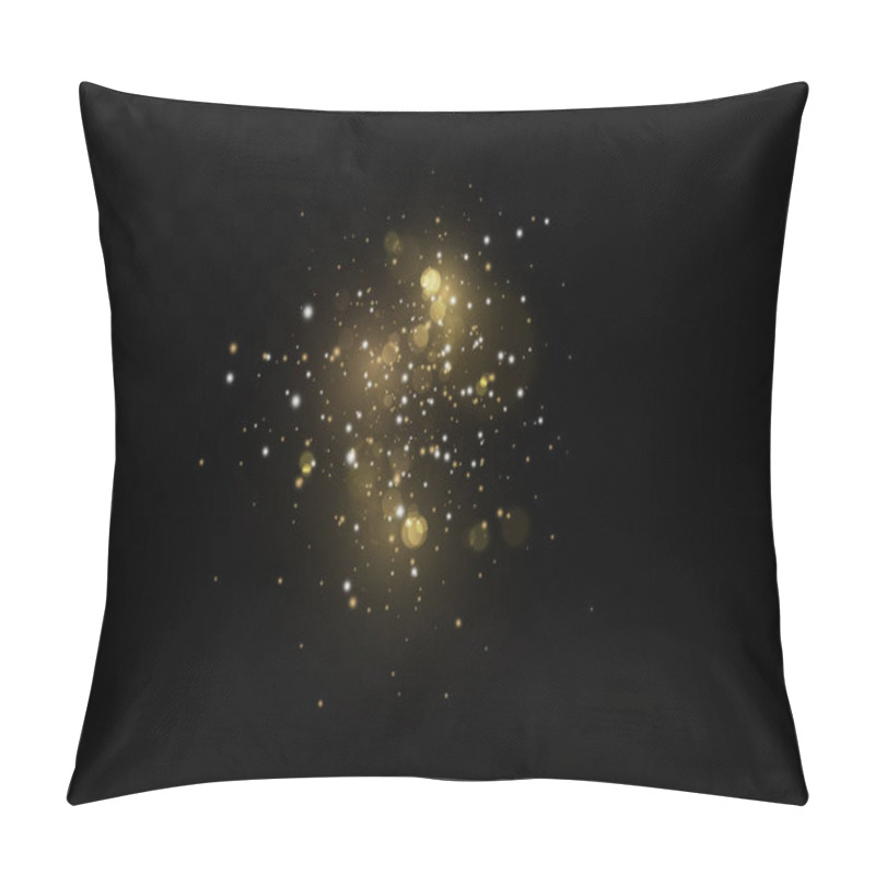 Personality  Banner With Yellow Dust. Light Effect On Beautiful Banners. Dust Effect. Dust Particles Flicker On A Dark Background. Vector Illustration. Magic.Christmas Pillow Covers