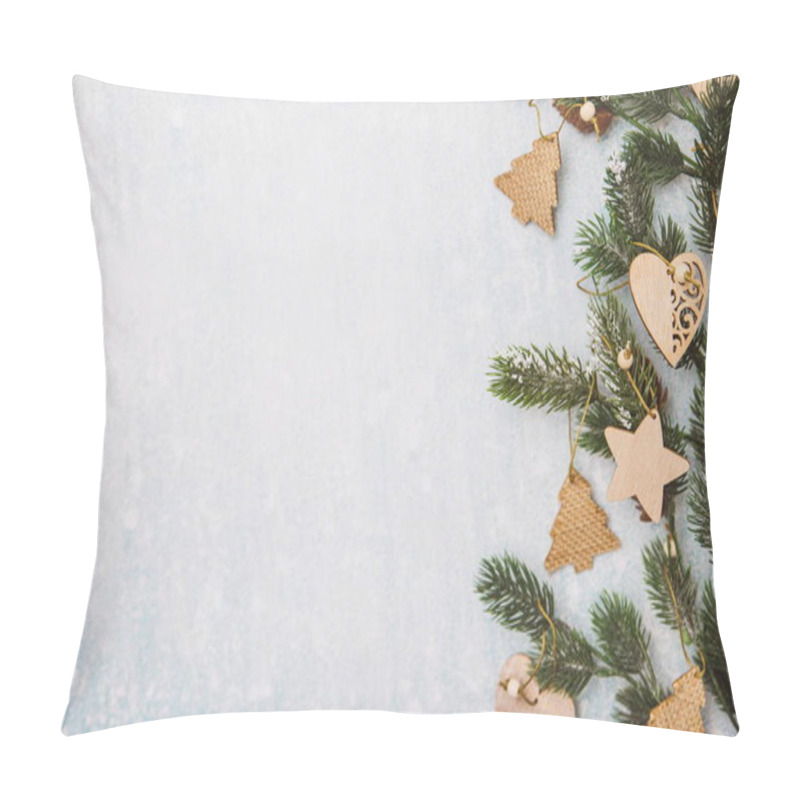 Personality  Fir Branches With Wooden Christmas Tree Toys Pillow Covers