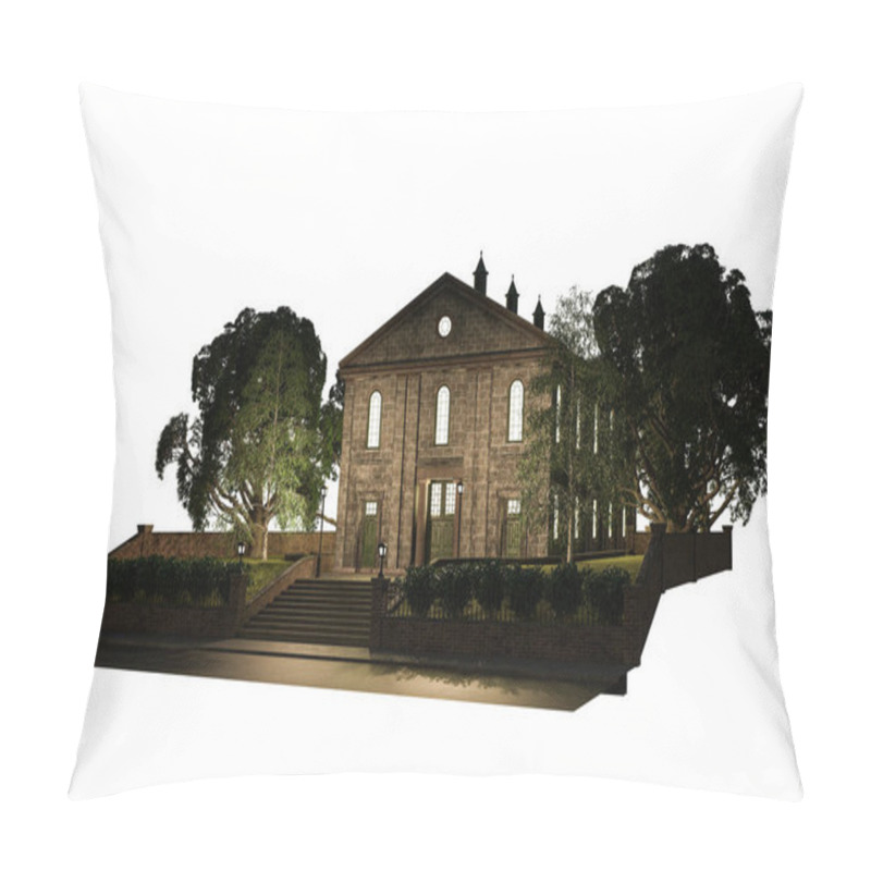 Personality  Academy Building Fantasy Architecture, 3D Illustration, 3D Rendering Pillow Covers