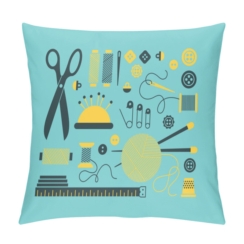 Personality  Sewing Equipment And Needlework Icons Set. Pillow Covers