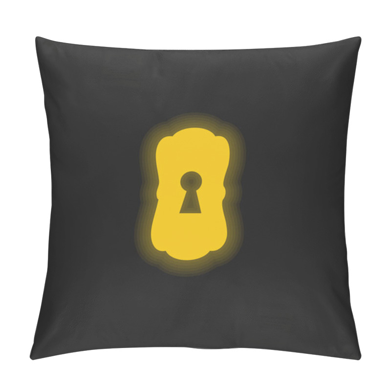 Personality  Big Keyhole Black Shape Yellow Glowing Neon Icon Pillow Covers