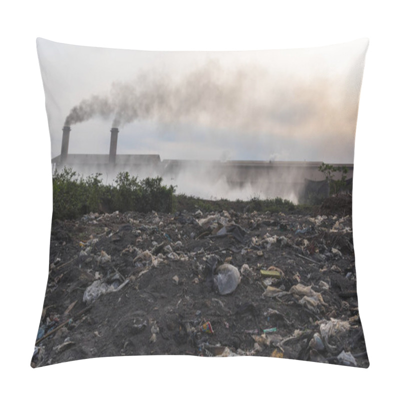 Personality  Air Pollution With Black Smoke From Chimneys And Industrial Waste. Pillow Covers