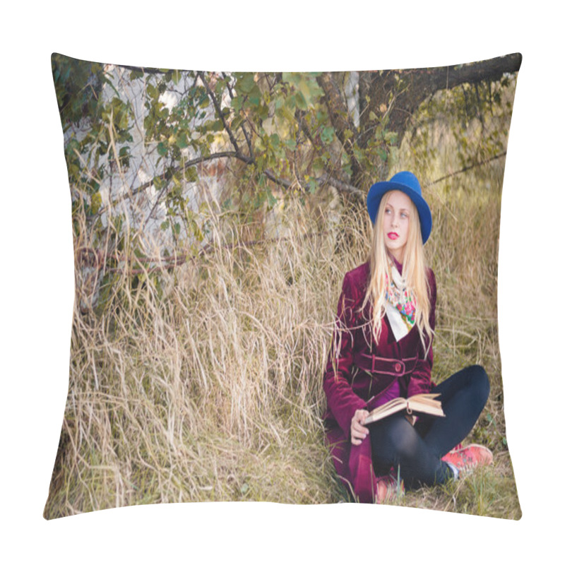 Personality  Hipster Woman With Book Pillow Covers