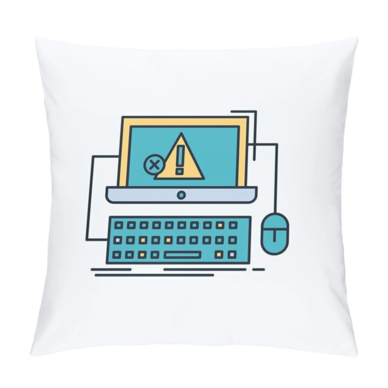 Personality  Computer, Crash, Error, Failure, System Flat Icon. Green And Yellow Sign And Symbols For Website And Mobile Appliation. Vector Illustration Pillow Covers