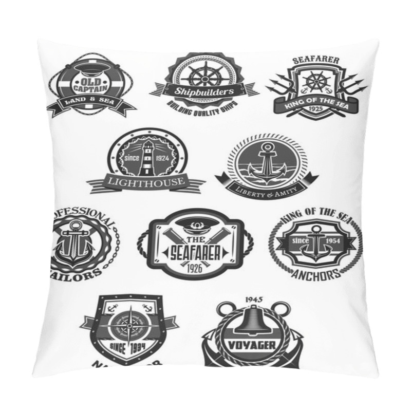 Personality  Nautical Emblem And Marine Heraldic Badge Set Pillow Covers