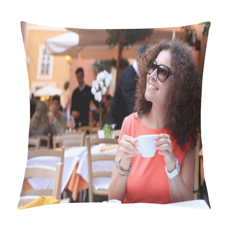 Personality  Young Lady  In The Cafe Pillow Covers