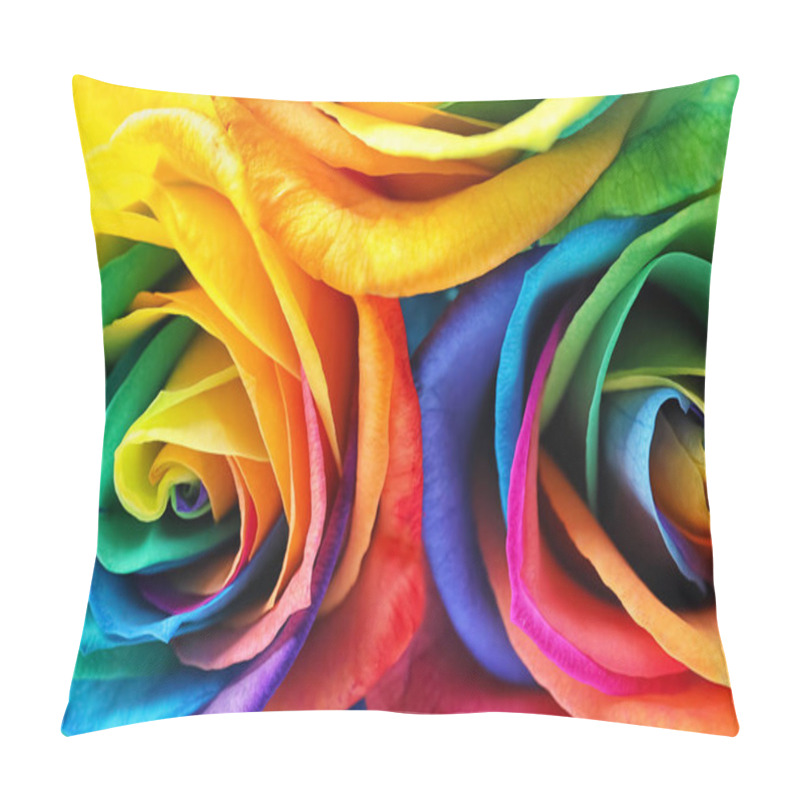 Personality  Amazing Rainbow Rose Flowers, Closeup Pillow Covers