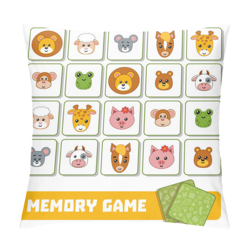 Personality  Memory Game For Children, Cards With Animals Pillow Covers