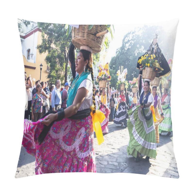 Personality  Oaxaca, Oaxaca / Mexico - 21/7/2018: ( Detail Of Celebration Of Traditional Guelaguetza In Downtown Oaxaca Mexico ) Pillow Covers