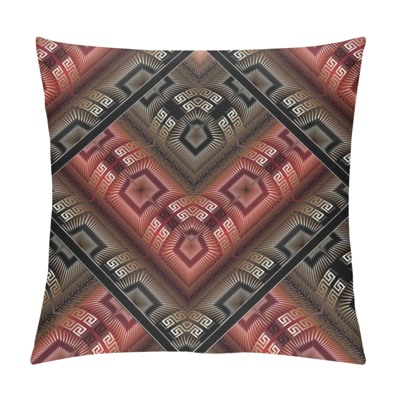 Personality  3d Abstract Meander Vector Seamless Pattern. Greek Key Pattern Pillow Covers