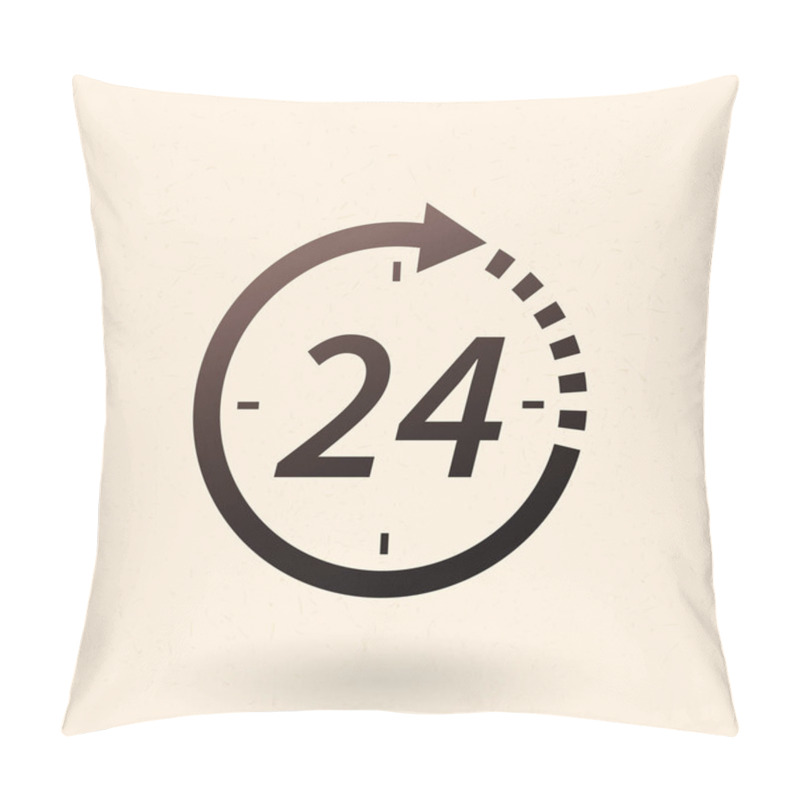 Personality   24 Hours Black Silhouette Icon On Light Background Pillow Covers