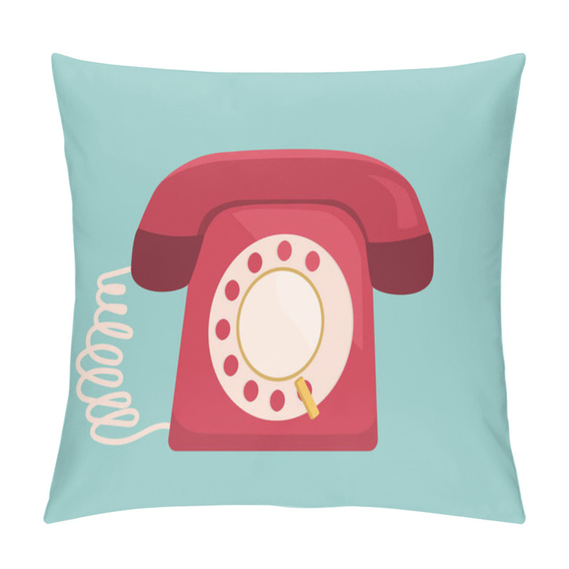 Personality  Vintage Phone Concept. Old Style Equipment For Distance Communication. Back To 20 Century. Sticker For Social Networks And Messengers. Cartoon Flat Vector Illustration Isolated On Blue Background Pillow Covers