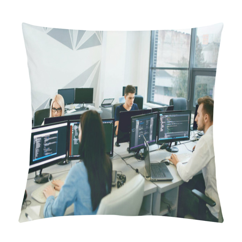 Personality  People Working In Modern Office. Pillow Covers