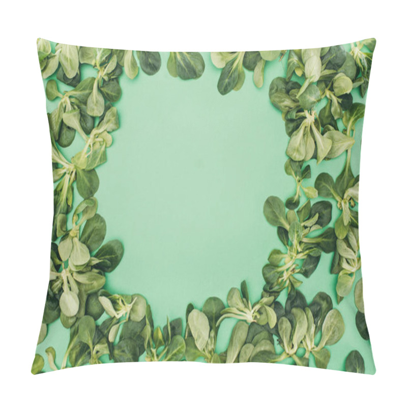 Personality  Top View Of Beautiful Fresh Green Leaves And Copy Space On Green Pillow Covers