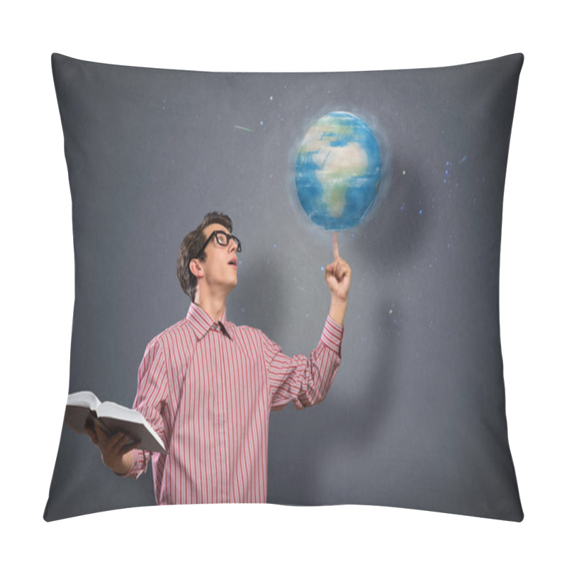 Personality  Young Man With A Book Thinks Pillow Covers