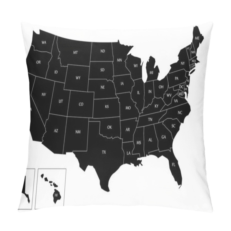 Personality  Black Map Of USA Pillow Covers