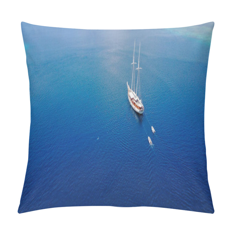 Personality  Beautiful Aerial View Of Beaches And Tourist Boat Sailing In Flores Island, Indonesia Pillow Covers