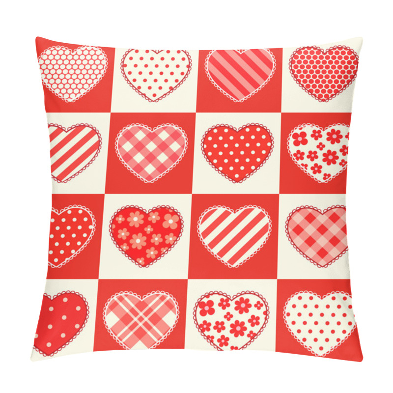 Personality  Seamless Pattern With Patchwork Hearts Pillow Covers