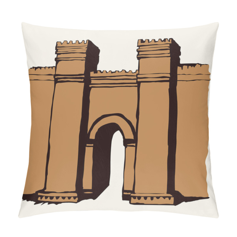 Personality  Babylonian Gate. Vector Drawing Scene Pillow Covers