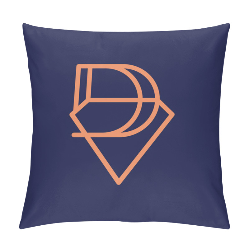 Personality  Initial Letter D Diamond Logo Concept Icon Sign Symbol Element Design Line Art Style. Jewellery, Jewelry, Gem Logotype. Vector Illustration Template Pillow Covers