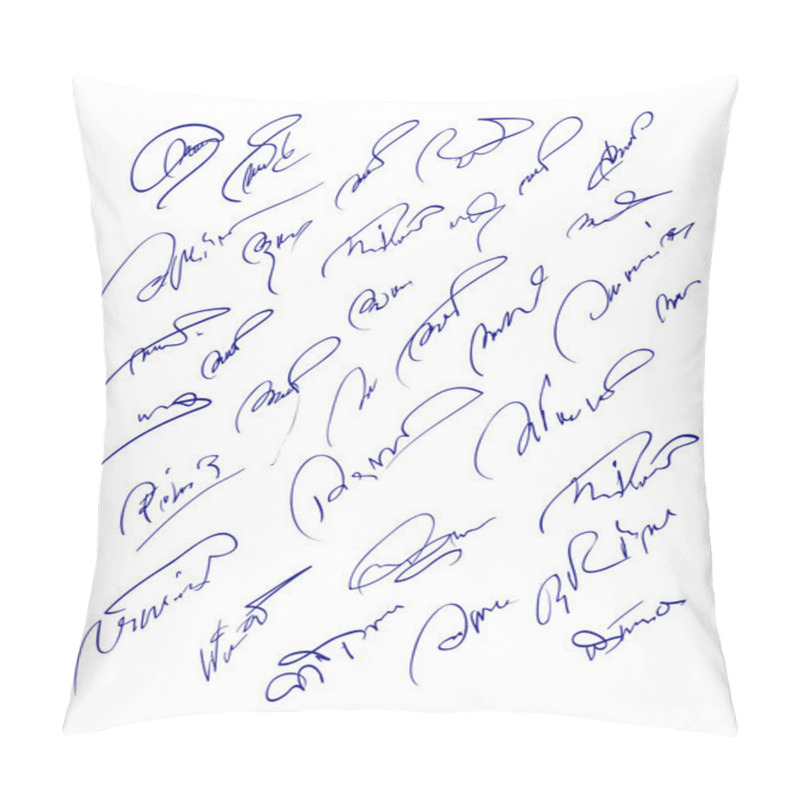 Personality  Collection Of Fictitious Contract Signatures. Pillow Covers